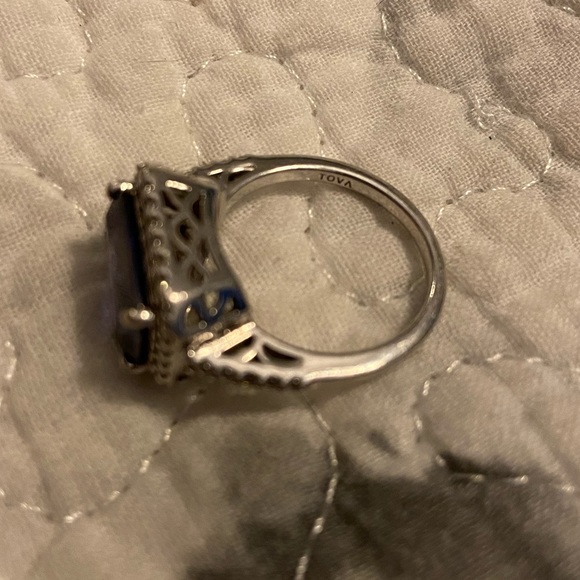 Tova Diamonique & Simulated Tanzanite Ring 925 sterling silver size 8 - Picture 7 of 9